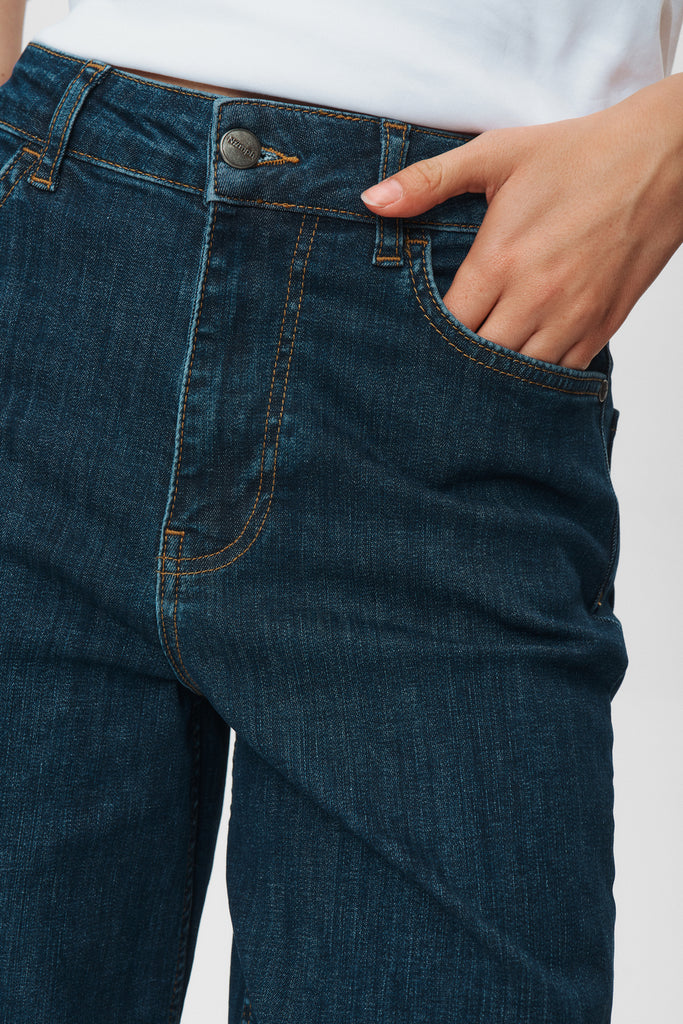 Dark Blue Paris Cropped Jeans