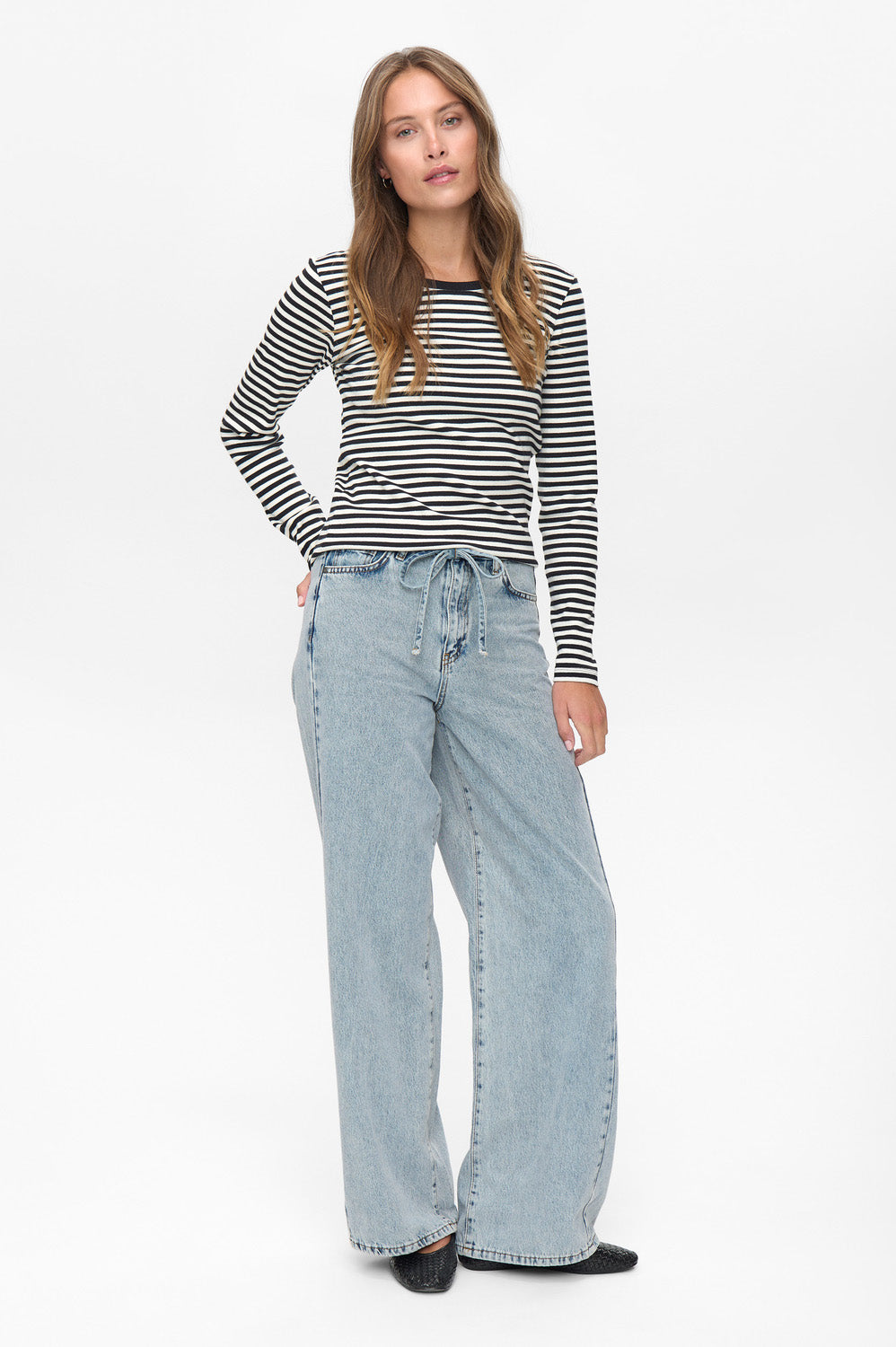 Numph Long Sleeved Striped Top - Caviar