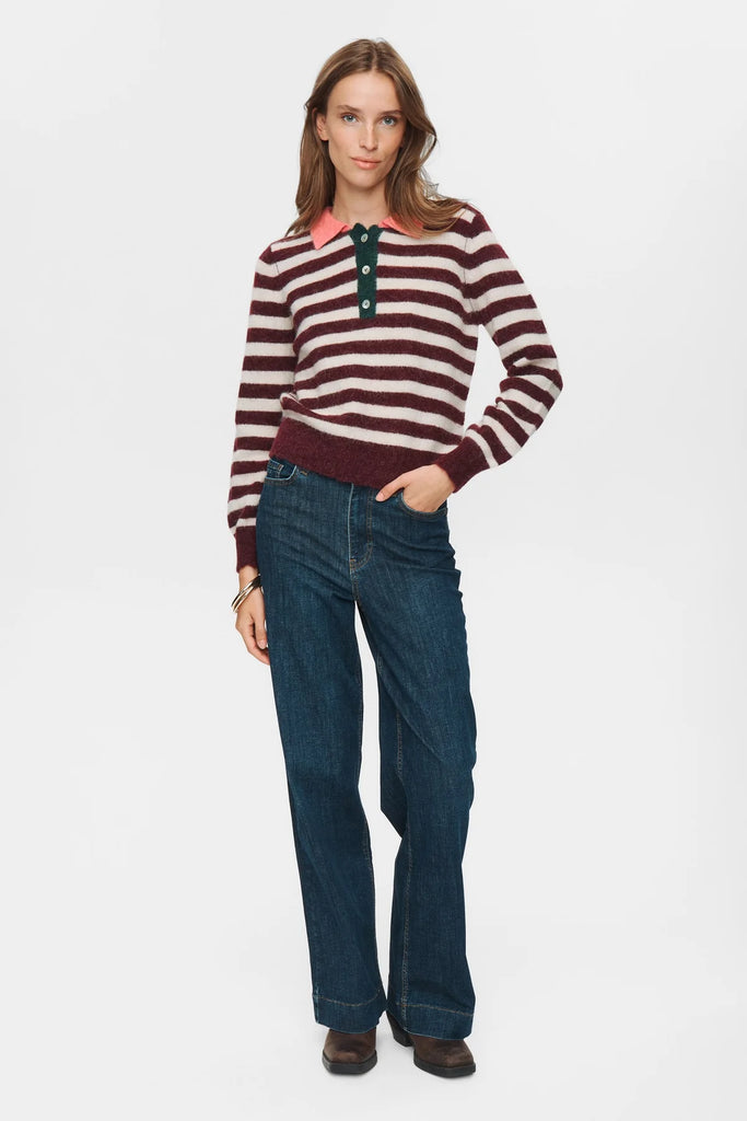 Numph Ciara Riette Strip Pullover 2721 Winetasting