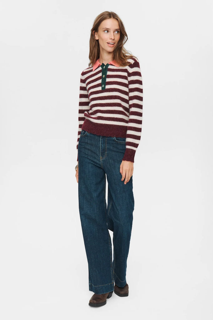 Numph Ciara Riette Strip Pullover 2721 Winetasting