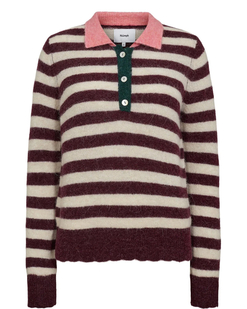 Numph Ciara Riette Strip Pullover 2721 Winetasting