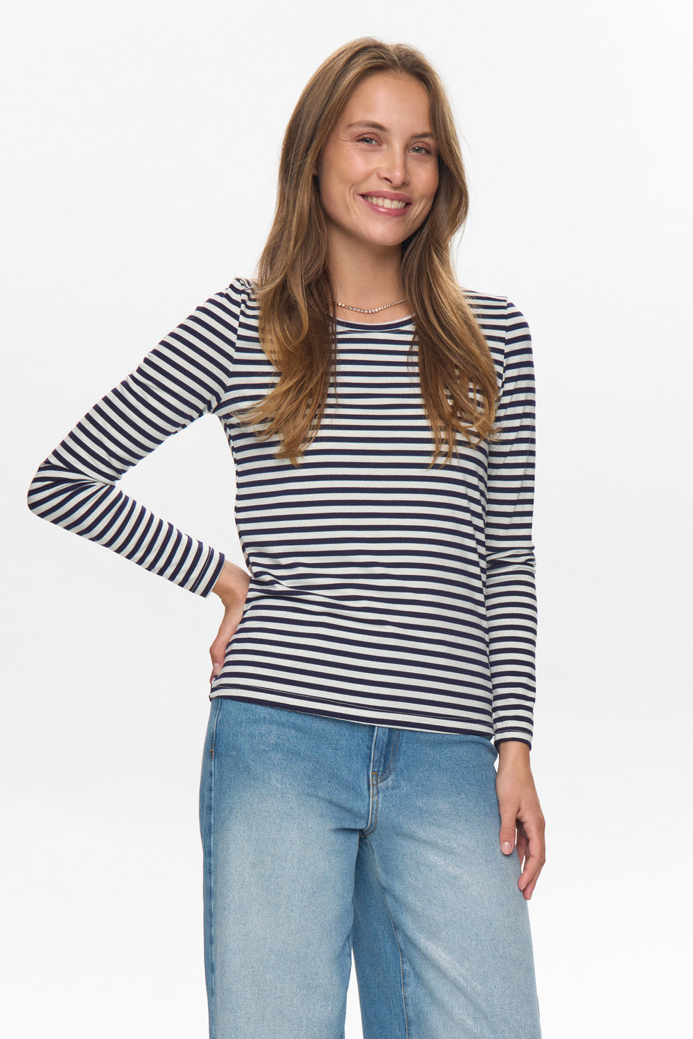 Numph Rixie top - navy stripe/Silver