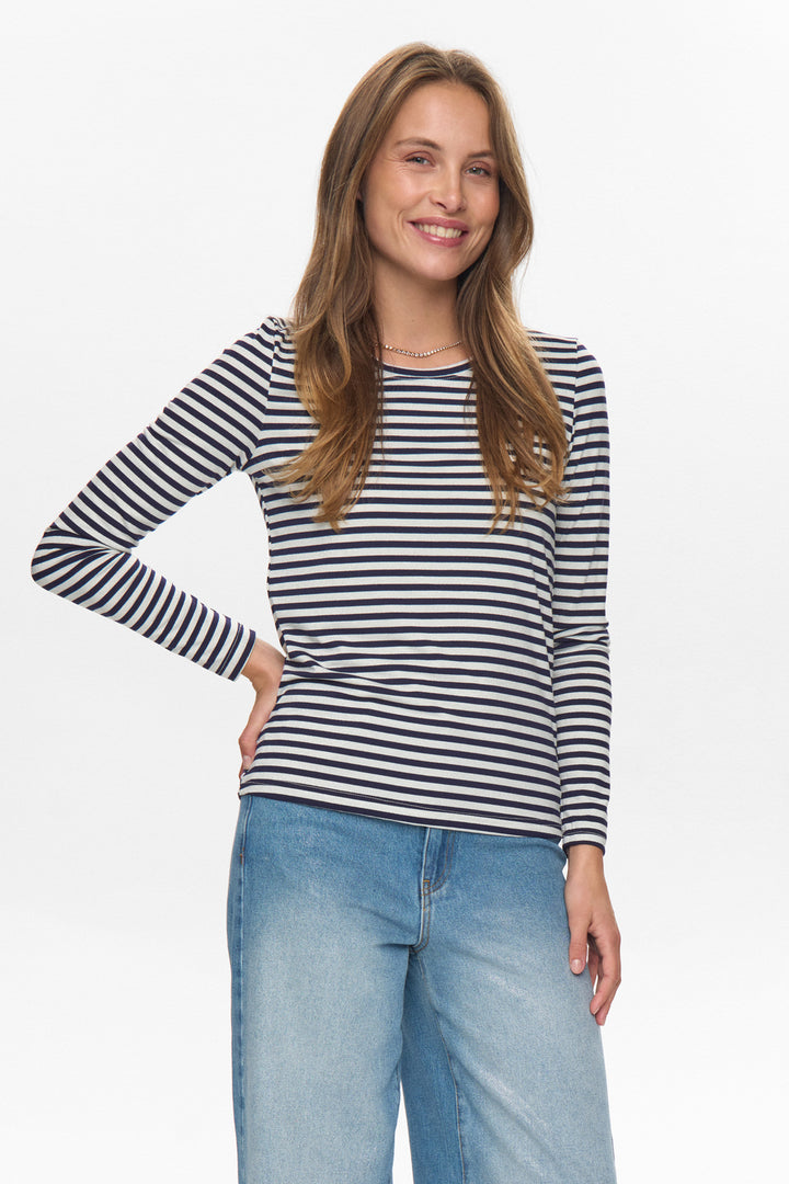 Numph Rixie top - navy stripe/Silver