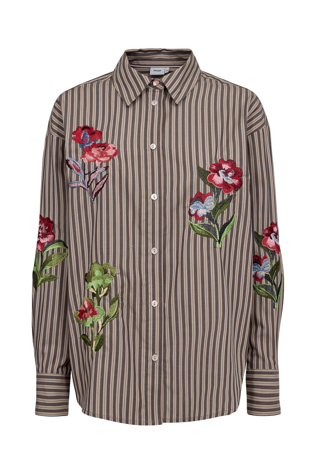 Numph NuKacey Embriodery Shirt - Deep Taupe