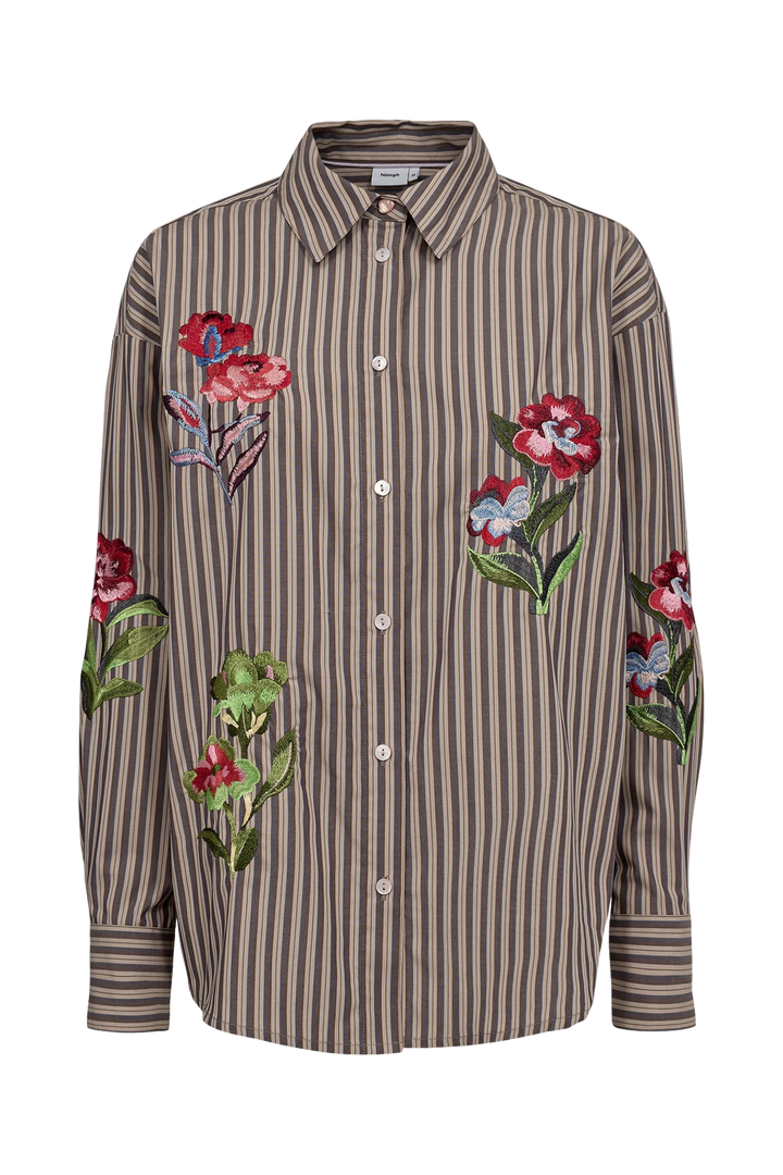 Numph NuKacey Embriodery Shirt - Deep Taupe