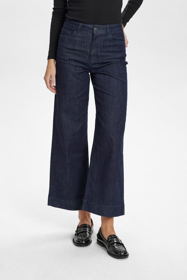 Numph NuParis High Rise Wide Jeans - Dark Denim Blue