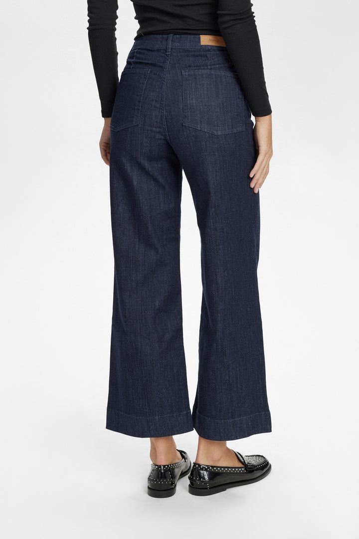 Numph NuParis High Rise Wide Jeans - Dark Denim Blue