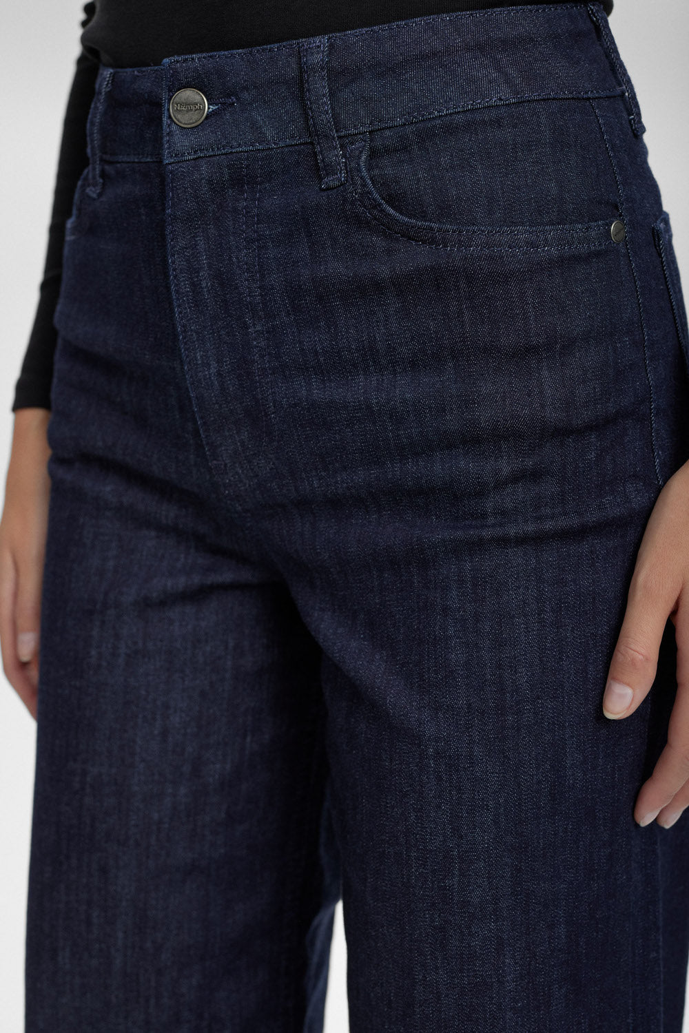 Numph NuParis High Rise Wide Jeans - Dark Denim Blue
