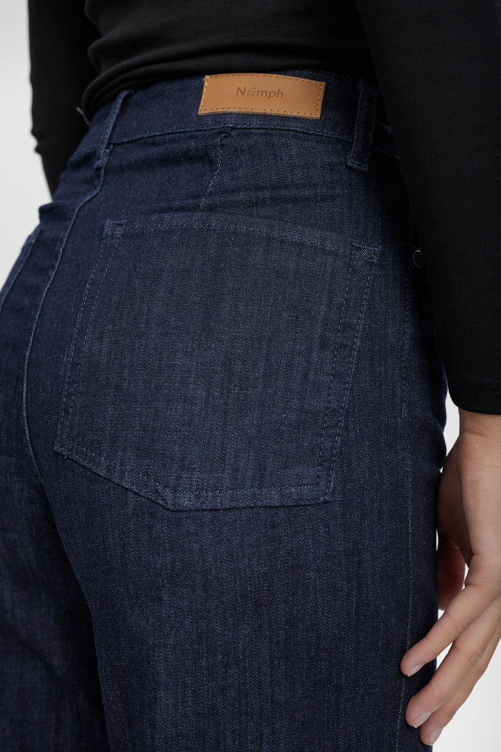 Numph NuParis High Rise Wide Jeans - Dark Denim Blue