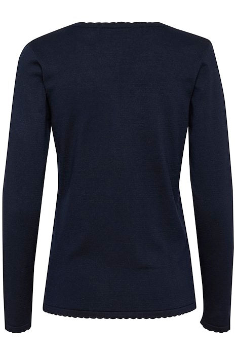 Saint Tropez Mila Long Sleeved V neck Pullover- Night Sky