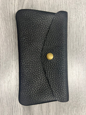 Italian leather button purse- large