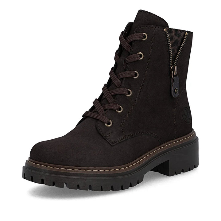 Rieker Brown Boot with Leopard Print 72617-25