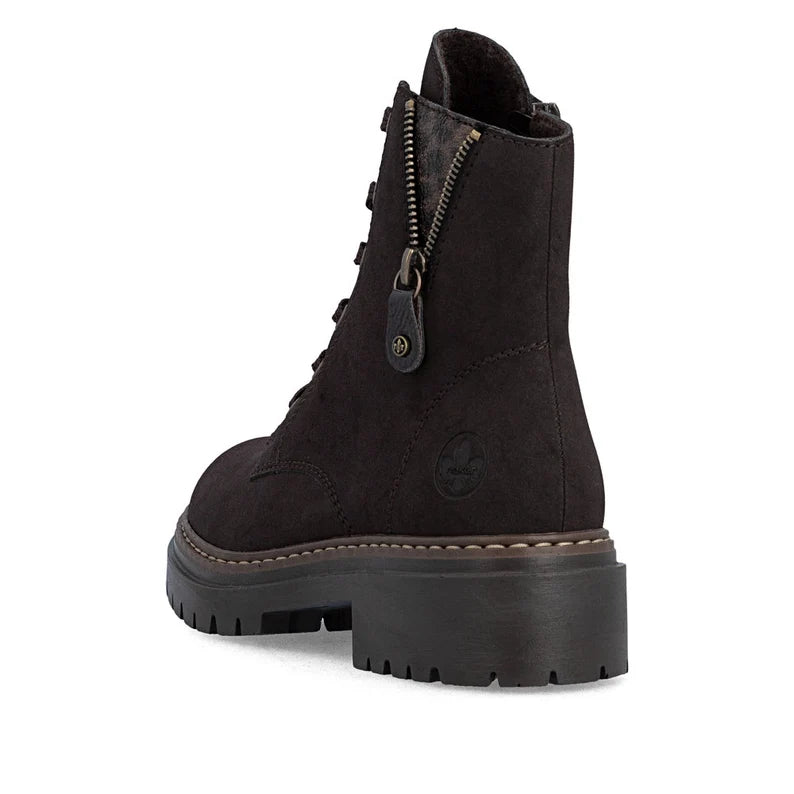 Rieker Brown Boot with Leopard Print 72617-25