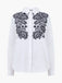 French Connection Cambria Contrast Floral Embroidery Shirt –  Linen White/Black.
