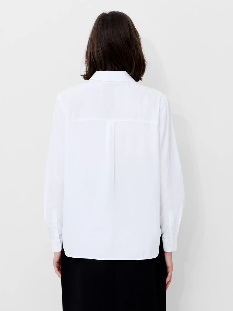 French Connection Cambria Contrast Floral Embroidery Shirt –  Linen White/Black.