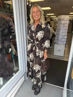Stella Brown Floral Long Sleeve Shirt Dress