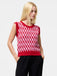 French Connection Klara Flec Abstract Vest- Violet Pink Lipstick