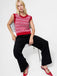 French Connection Klara Flec Abstract Vest- Violet Pink Lipstick