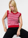 French Connection Klara Flec Abstract Vest- Violet Pink Lipstick