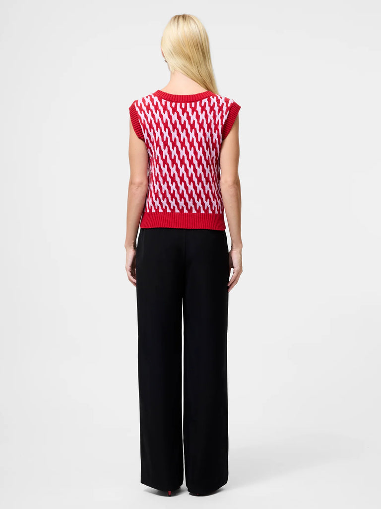 French Connection Klara Flec Abstract Vest- Violet Pink Lipstick