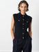 French Connection Roland Knit Collared Gilet- Indigo