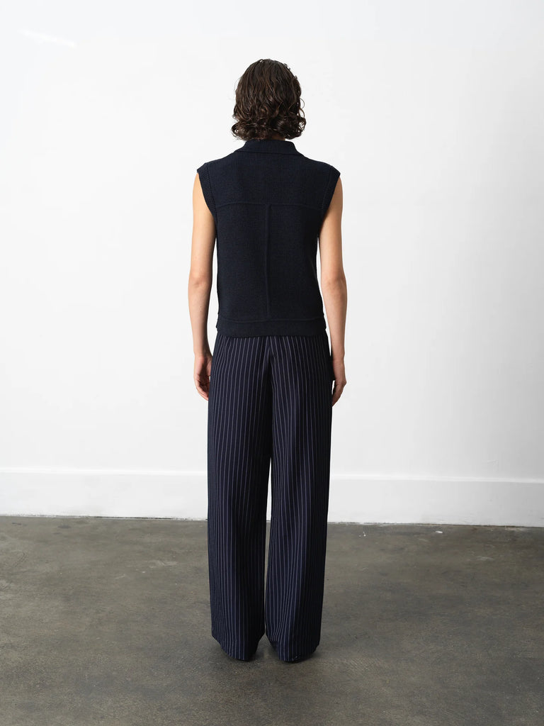 French Connection Roland Knit Collared Gilet- Indigo