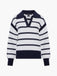 French Connection Lilly Mozart Striped Polo Jumper- Navy/Winter White