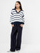French Connection Lilly Mozart Striped Polo Jumper- Navy/Winter White