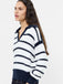 French Connection Lilly Mozart Striped Polo Jumper- Navy/Winter White