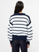 French Connection Lilly Mozart Striped Polo Jumper- Navy/Winter White