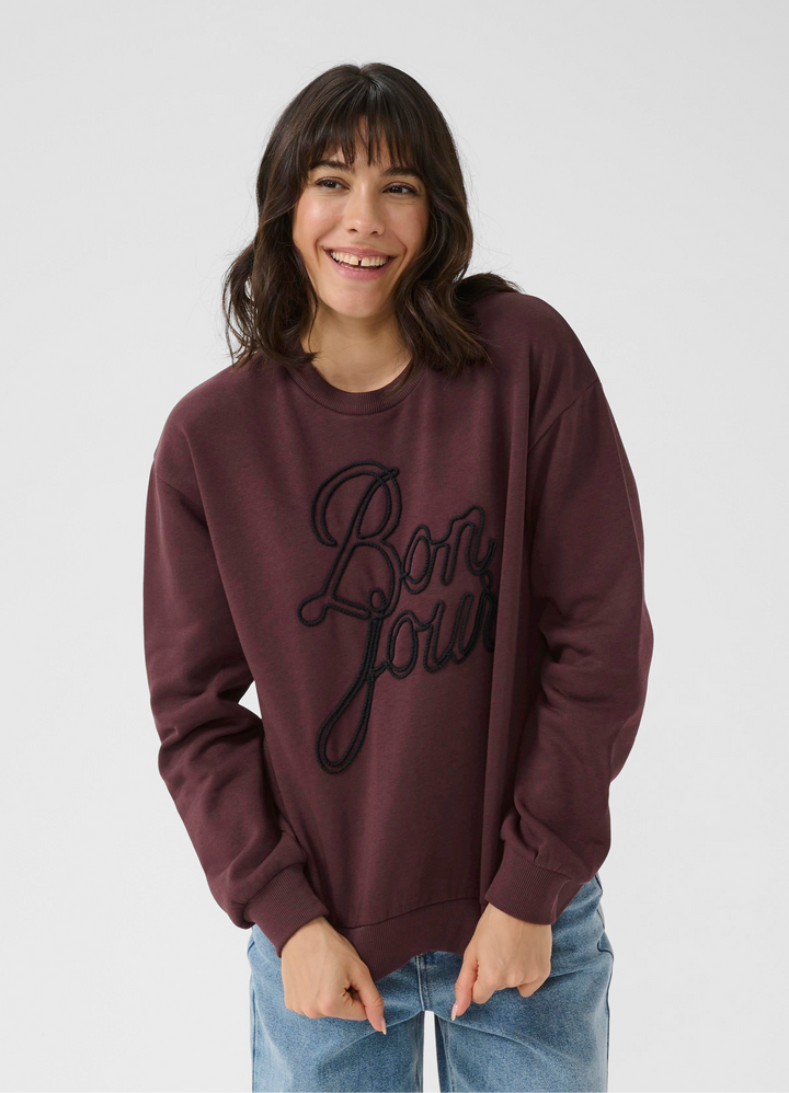 Kaffe Berta 'Bonjour' Sweatshirt- Fudge