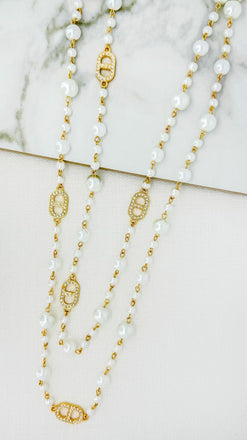 Envy Gold-Plated Pearl & Crystal Station Necklace