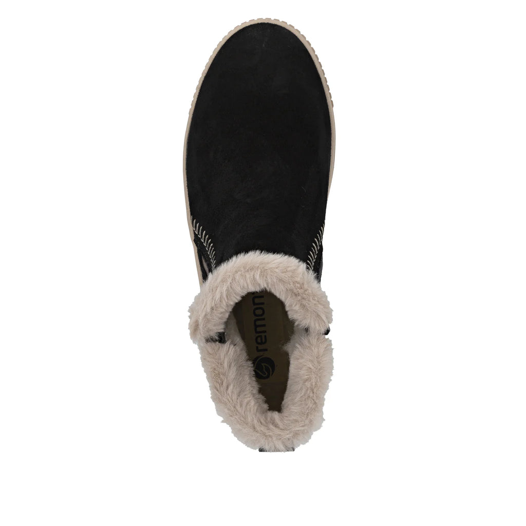 Remonte Black Zip Boots - Wool Lining D3B70-03