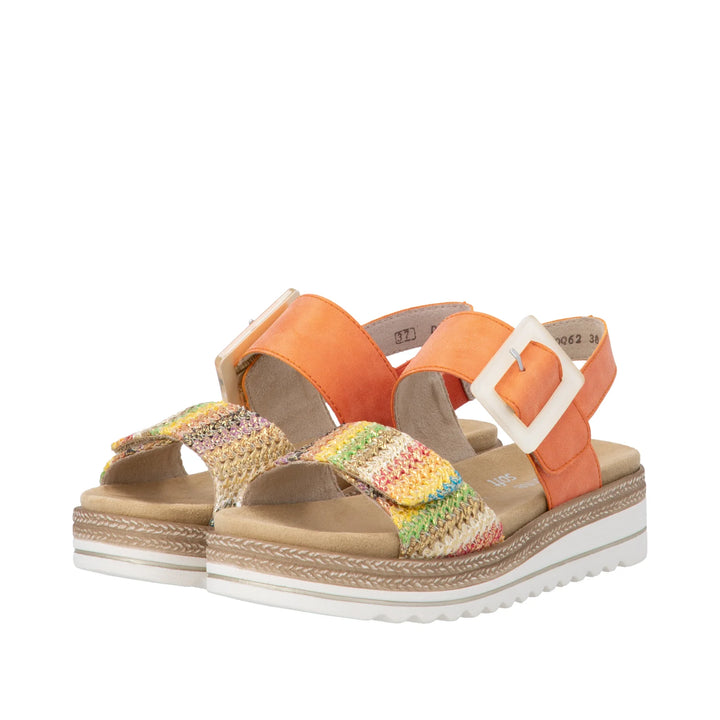 Remonte Wedge Sandal- Orange Metallic