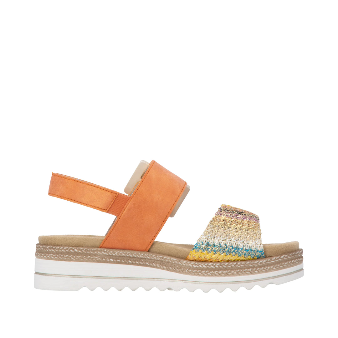 Remonte Wedge Sandal- Orange Metallic