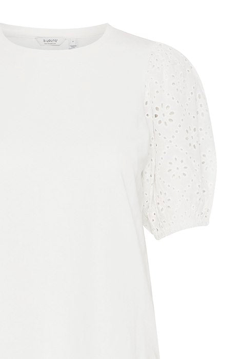 BYoung Summer Puff Sleeve Tee- White