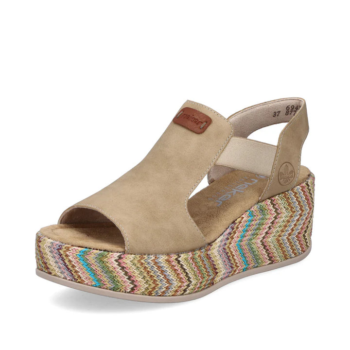 Rieker Wedge Sandal- Tan
