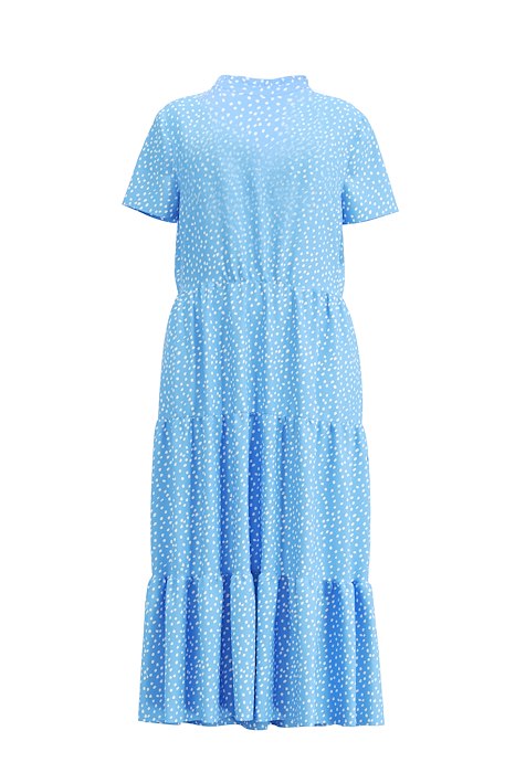 Saint Tropez EdaSZ Short Sleeve Maxi Dress- Ice Dream Dots