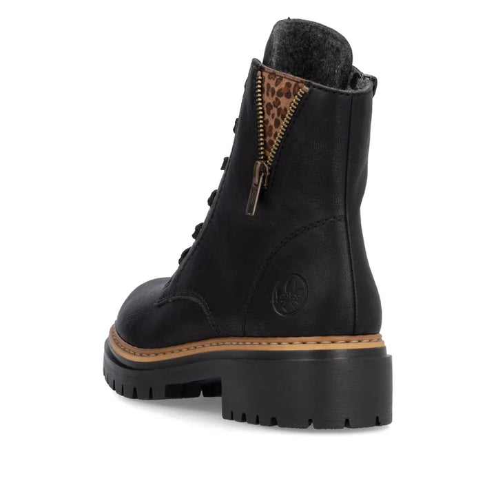 Rieker Black boots with leopard Print-  72617-00