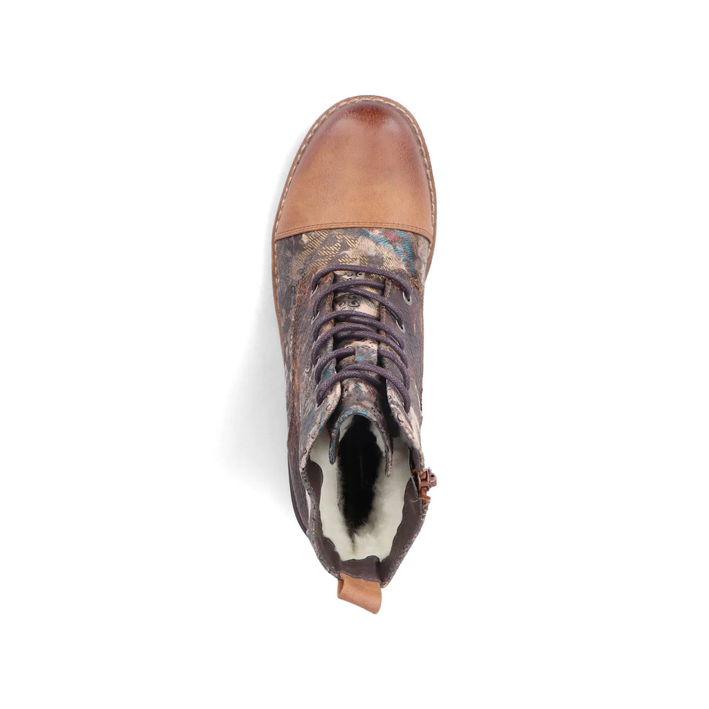 Rieker Multi Colour Patterned Zip Up Boot