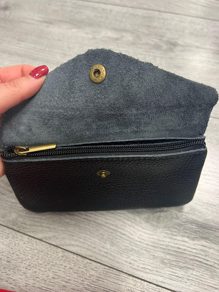 Italian leather button purse- large