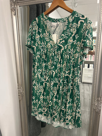 Ichi Haya Short Dress- Pine Green