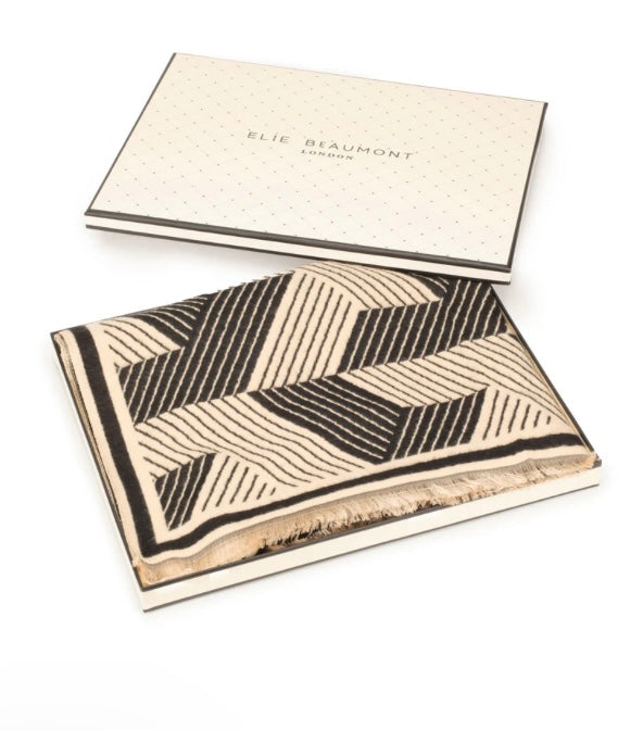 Elie Beaumont Black and Ivory Mosaic Scarf