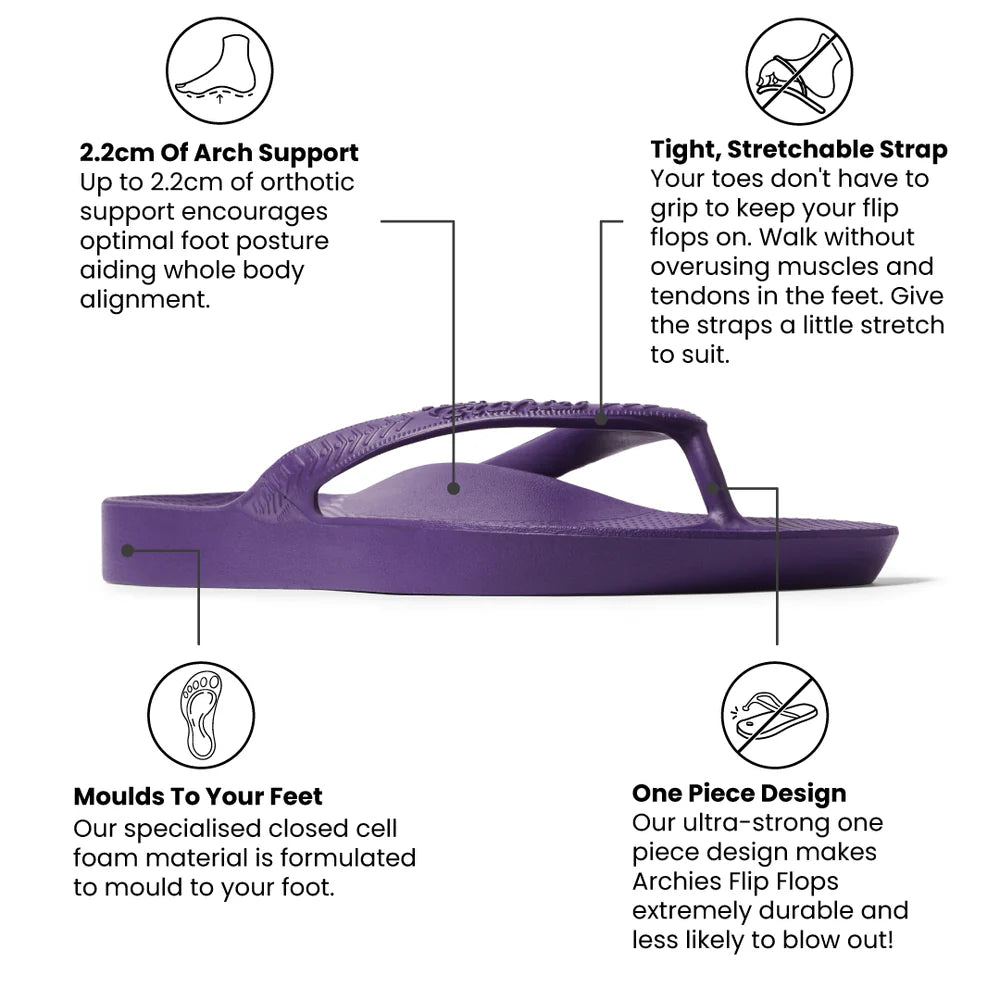 Archies Arch Support Flip Flops- Acai Purple