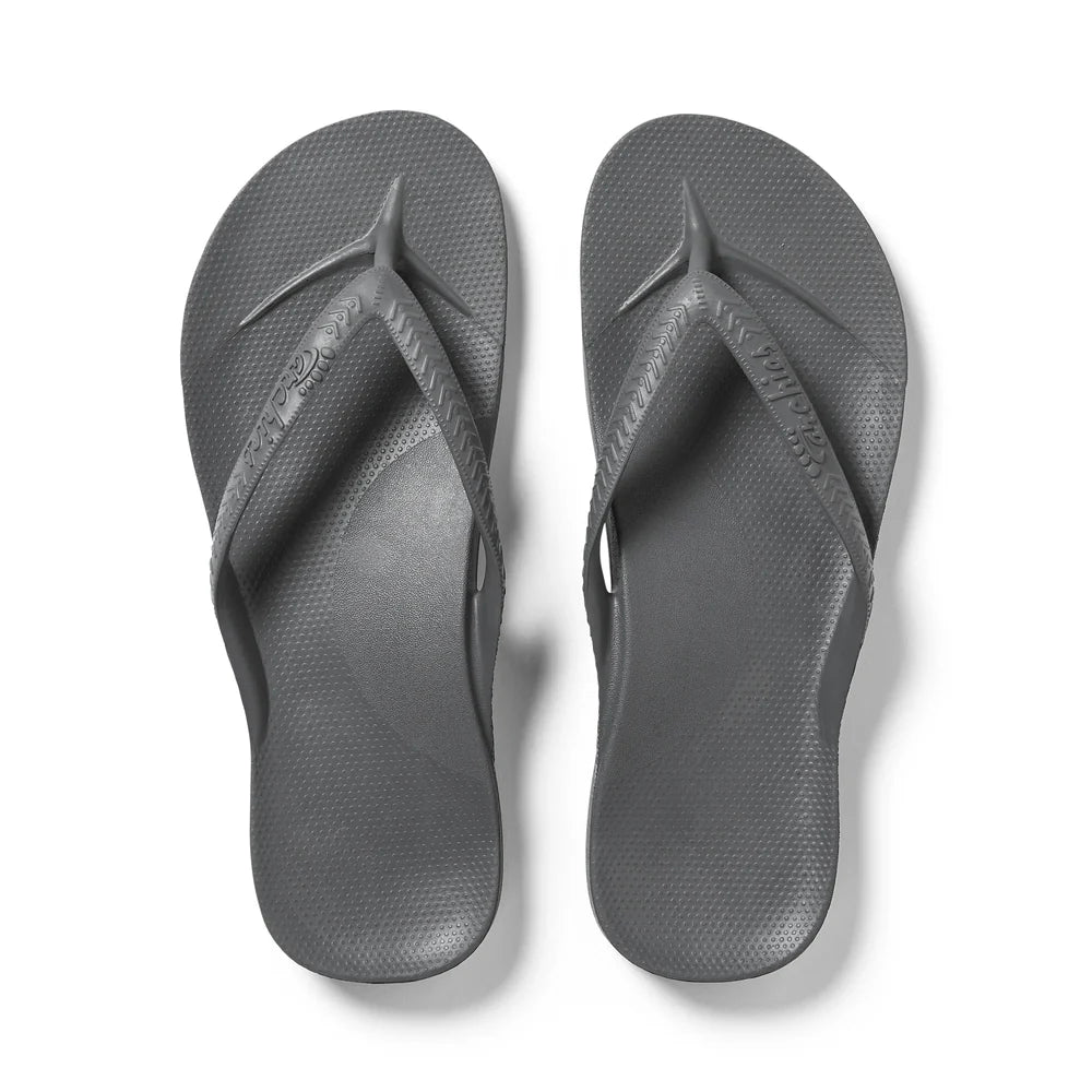Archies Arch Support Flip Flops- Charcoal