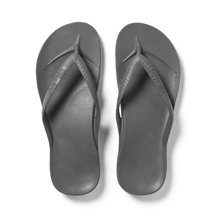 Archies Arch Support Flip Flops- Charcoal