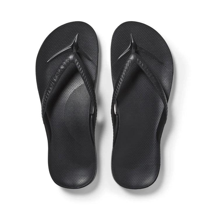 Archies Arch Support Flip Flops- Black