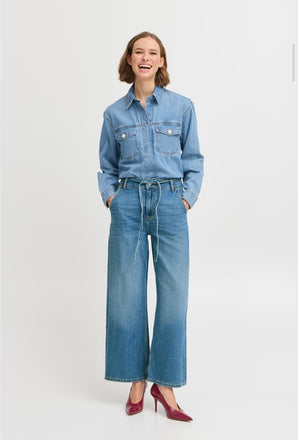 BYoung Kimu Belt Jeans- Mid Blue Denim