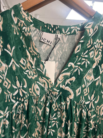 Ichi Haya Short Dress- Pine Green