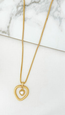 Envy Gold Double Heart Pendant Necklace